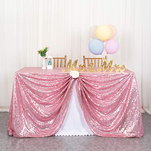 ShinyBeauty Pailletten Tischdecke Roségold 60x102-Zoll Rechteck Tischdecken Rose Pink Hochzeit Tischdecke Geburtstag Tischdecke Glitter Tischdecke für Wohnkultur (150 x 260 cm, Rosa Gold) von ShinyBeauty