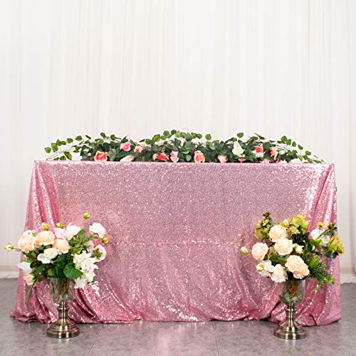 ShinyBeauty Rosa Gold Pailletten Tischdecke 90x132-Zoll Rechteckige Pailletten Tischdecken Rose Rosa Tischdecken für 8 Fuß rechteckige Tisch Party Tischdecke Overlay (225 x 330 cm, Fuchsia Pink) von ShinyBeauty