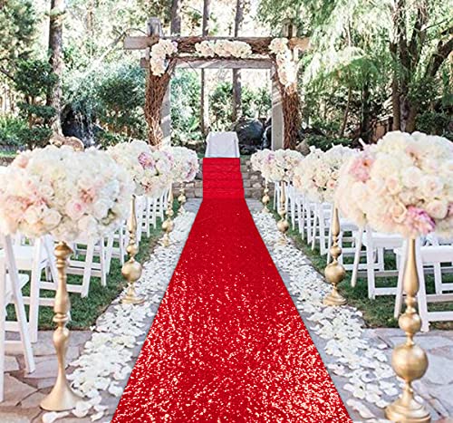 ShinyBeauty 2FTX15FT-Gangläufer Hochzeits-Rot Sparkly Carpet Runner Couloir d'allée Pour Paillettes de Mariage für Hochzeits- / Weihnachts- / Thanksgiving-Dekor (60x450cm) (2FTx15FT, Rot) von ShinyBeauty