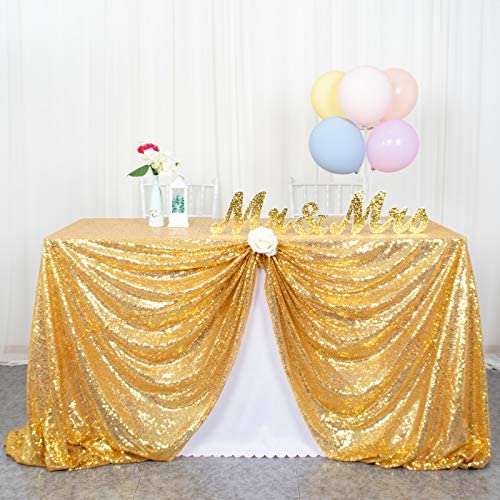 ShinyBeauty Pailletten-Tischdecke, rechteckig, 127 x 183 cm, glänzend, goldfarben von ShinyBeauty