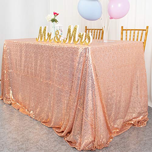 ShinyBeauty Pailletten-Tischdecke, rechteckig, 127 x 183 cm (Roségold, 125 x 180 cm) von ShinyBeauty