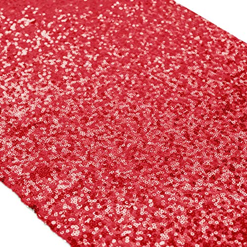 shinybeauty Sparkly Rosa Gold Pailletten Tischläufer für Hochzeit/Events Dekoration 30 * 180 cm (Rot, 1) von ShinyBeauty