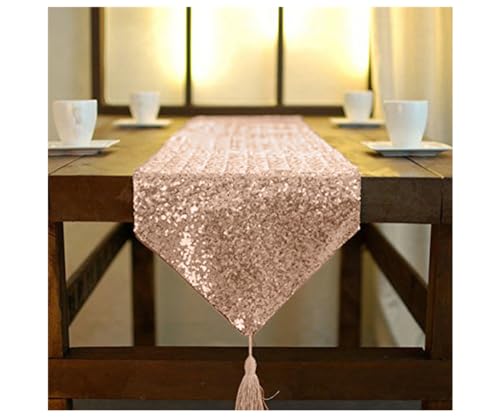 ShinyBeauty Tischläufer mit Quaste Silber Pailletten Tischläufer 30,5 x 183,9 cm Küche Läufer Home Decor Esstisch Läufer für Partys Hochzeit Tischläufer Weihnachten Tischläufer für Urlaub von ShinyBeauty