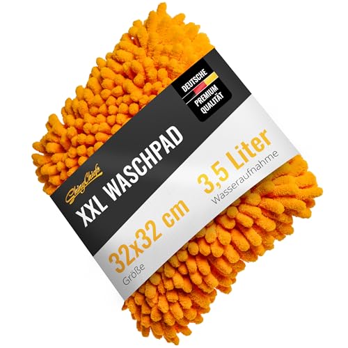 XXL Mikrofaser Auto Wash Pad - Extrem saugfähiger & weicher Autoschwamm (32x32 cm) - Premium Waschschwamm für schonende Autoreinigung - Ultraweicher Autowaschschwamm von ShinyChiefs® von ShinyChiefs