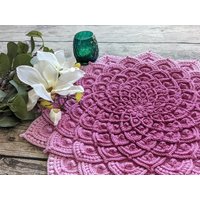 Handgemachte Runde Tischdecke Rosa Häkeldeckchen Häkeln Mandala Wanddeko Foto Requisiten von ShinySnowflake