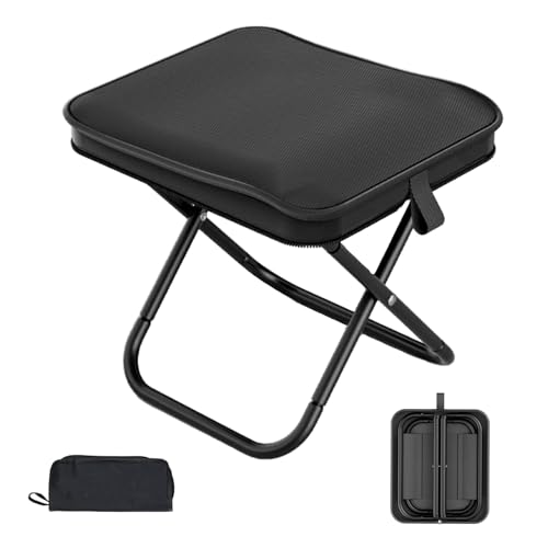 Shinybox Klapphocker Tragbar & Leicht mit Tragetasche - Bis 120kg Belastbar, Perfekt für Camping, Wandern, Angeln, Garten, Strand & Grillen (Schwarz) von Shinybox
