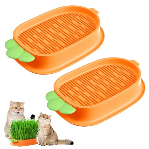 Shinybox Katzengras Wachstumsset, 2 Stück Hydroponik Katzengraskasten, Karotte Katzengras Tablett Wachstumsset, Katzengras Keimschale, Soil-Free Seed Sprouter für Katzenhunde Haustiere von Shinybox
