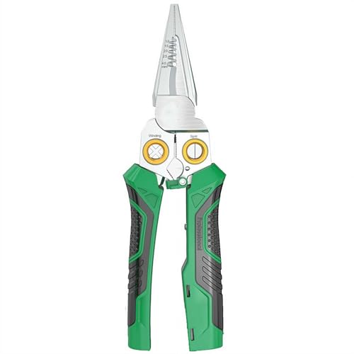 Shinyruo 8-in-1 Elektriker-Zange mit Spannungsprüfer – wiederaufladbares Edelstahl-Multitool für Drahtstreifen/Schneiden/Crimp/Split/Wrap/Slit/Ziehen von Shinyruo