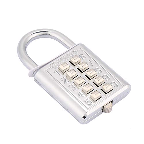 10 Tastaturen und 5-stelliges Passwort Digit Vorhängeschloss Keyless Lock Zinklegierung Polierter Schäkel 6mm Lock Rod Kombinationsschloss für Toolbox Light Duty(10-key electric silver) von Shipenophy