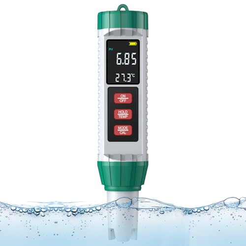Shiptree pH-Messgerät (± 0,01), 5-in-1 Hochpräziser pH/TDS/EC/Salinität/Thermometer, Swimmingpool pH Tester mit hintergrundbeleuchtetem LED-Display und Temperaturkompensation, für Trinkwasser/Pool von Shiptree