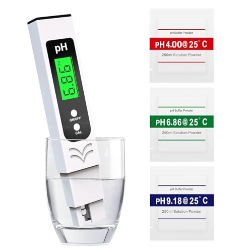 Shiptree PH Messgerät Hochpräzision (± 0.01),Water Tester, pH Wert Messgerät Pool mit Blau Hinterleuchtetem LCD-Display & Automatischer Temperaturkompensation, für Trinkwasser-/Poolwasseranalyse,Weiß von Shiptree