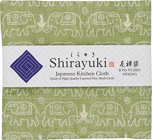 Shirayuki KYO-Yuzen Japanisches Küchentuch Hergestellt aus mehrlagigem feinem Netzstoff Geschirrtuch, Tischtuch, Handtuch Hergestellt in Japan (Grün, Buddha) von Shirayuki
