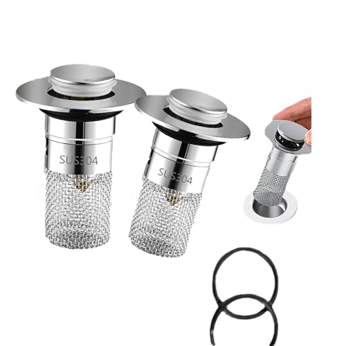 Abflussstopfen,2 PCS Waschbeckenstöpsel,Edelstahl Bodenabfluss Sieb,Abflusssieb Waschbeckenstöpsel für 33-40 mm mit Haarsieb Stöpsel Sink Strainer für Bad,Waschbecken und Küche von Shirene