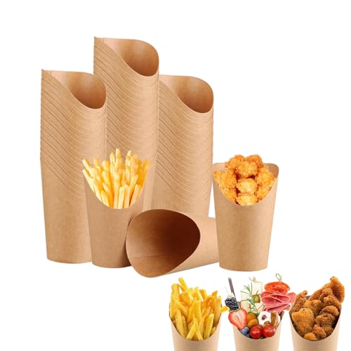 Kraftpapier Becher,50 Stück Kraftpapier Tüten 12oz Bubble Waffeleisen Tüten Kraftpapier Becher Pommes Tüten Snack-Container für Chips,Popcorn,EIS,Geeignet für Verschiedene Parteien von Shirene