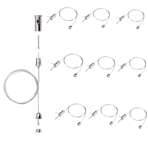 Seilaufhängung,10 Stück Seilaufhängung Einbauset 1.5mm x 1m Edelstahl Drahtseil Aufhängung Stahlseil Deckenbefestiger Befestigungs für Panel Deckenleuchte Aufhängen von Lampen,Reklametafeln DIY Lampe von Shirene