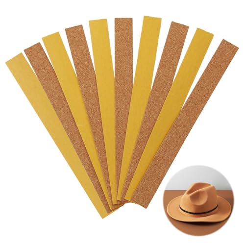 Shirene Selbstklebende Korkstreifen,10 Stück Korkstreifen für Pferde, selbstklebend zur Anpassung der Hutgröße für optimale Passform (200 x 20 x 2 mm),Hutband,Korkeinsatz für Hüte aus Filzstroh von Shirene