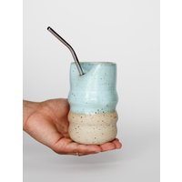 strohhalm Becher Aus Keramik Handgemacht in Verschiedenen Farben von ShirinFacharKeramik