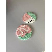 2 Stück Set Von Punch Needle Untersetzer | Teppich Küche Und Esszimmer Handgemachter Becher-Teppich Getufteter von ShiroDesignStudio