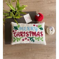 Handgemachter Punch Needle "Merry Christmas' Kissenbezug, Kissenbezug Für Sofa Oder Bett, Weihnachten von ShiroDesignStudio