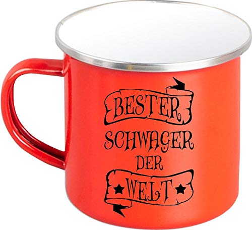 Emaille Kaffeepott Tasse Bester Schwager Der Welt, Mug, Becher, Campen, Lagerfeuer, Cup, Retro, Pott, Farbe Rot von ShirtInStyle