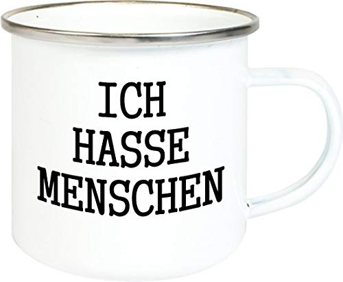 Emaille Tasse, Ich Hasse Menschen, Emaillebecher, Keramik, Kaffee Becher Mug von ShirtInStyle