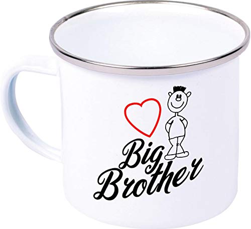 Emaillebecher, Big Brother, Familie Verwandschaft, Liebe, Freude, Dankbarkeit, Emaille Tasse, Kaffee Becher Mug, weiß von ShirtInStyle