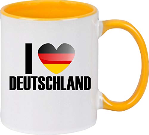 Kaffeepott, Kaffeetasse, Tasse, I love Deutschland, Farbe gelb von ShirtInStyle