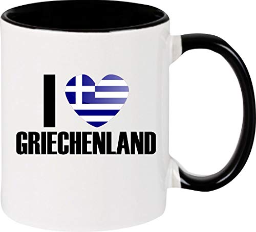 Kaffeepott, Kaffeetasse, Tasse, I love Griechenland, Farbe schwarz von ShirtInStyle