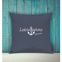 Kissenhülle Lieblingsplatz Mit Wunschtext Sofa Kissen Deko Urlaub Heimat Geschenk Amrum Müritz See Meer Strand von ShirtInStyle