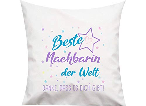 ShirtInStyle, Kissen Beste Nachbarin der Welt, Danke das es Dich gibt! Familie Freunde Geschenk Farbe weiß von ShirtInStyle