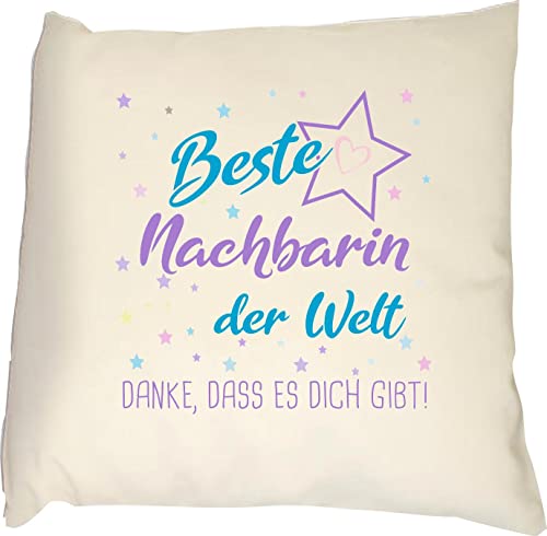 ShirtInStyle, Kissen Beste Nachbarin der Welt, Danke das es Dich gibt! Farbe Natur von ShirtInStyle