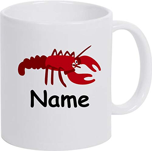 ShirtInStyle Kaffeepott, Tasse, Hummer mit Wunschnamen, Wunschtext, Spruch Name Text Becher Mug Kaffeetasse, Tiere, Natur, Farbe Weiss von ShirtInStyle