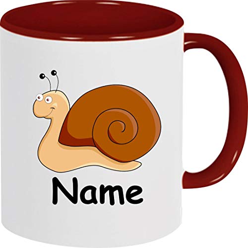 Shirtinstyle Kaffeepott, Tasse, Schnecke mit Wunschnamen, Wunschtext, Spruch Name Text Becher Mug Kaffeetasse, Tiere, Natur, Farbe Burgundy Shirtinstyle Kaffeepott, Tasse, Schnecke mit Wunschnamen, Wunschtext, Spruch Name Text Becher Mug Kaffeetasse, Tiere, Natur, Farbe Burgundy von Shirtinstyle