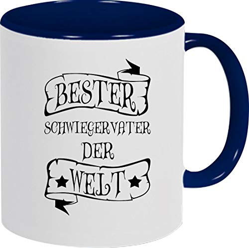 ShirtInStyle Kaffeepott Kaffeetasse, Bester Schwiegervater Der Welt, Familie, Verwandtschaft, Kaffee, Tee, Spruch, Motiv, Logo, Farbe Blau von ShirtInStyle