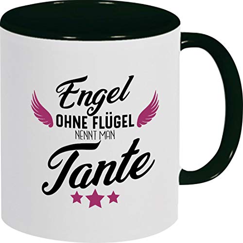 ShirtInStyle Kaffeepott Kaffeetasse, Engel ohne Flügel nennt man Tante, Familie Verwandschaft, Liebe, Freude, Dankbarkeit, Logo, Spruch, Motiv, Farbe schwarz von ShirtInStyle