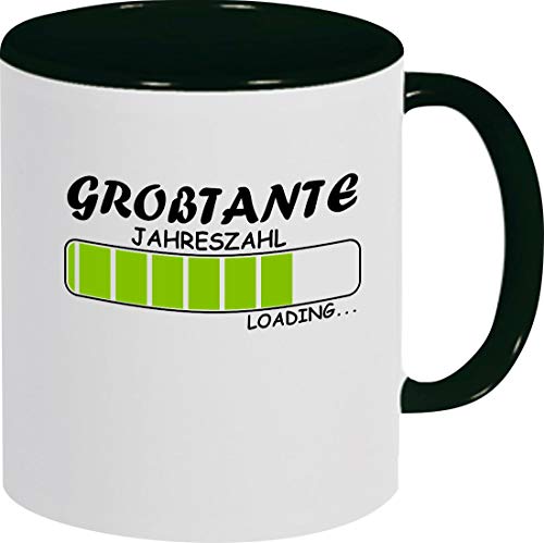 ShirtInStyle Kaffeepott Kaffeetasse, Großtante Loading mit Ihrer Wunschjahreszahl, Logo, Spruch, Verwandtschaft, Mann, Frau, Ehe, Liebe, Motiv, Farbe schwarz von ShirtInStyle