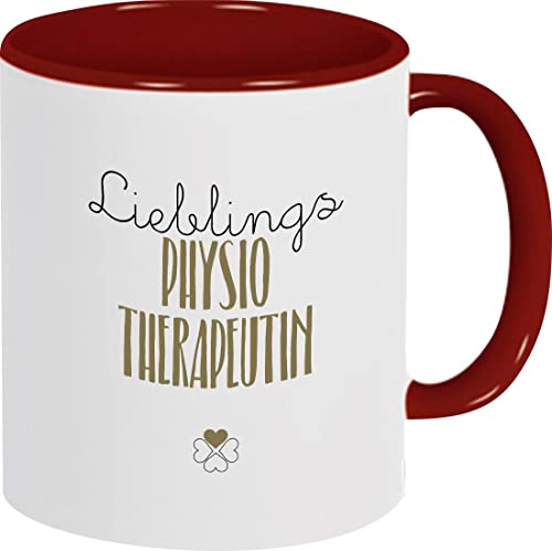 ShirtInStyle Kaffeepott Kaffeetasse, Lieblingsmensch Lieblings Physio Therapeutin, Logo, Spruch, Motiv, Farbe Burgundy von ShirtInStyle