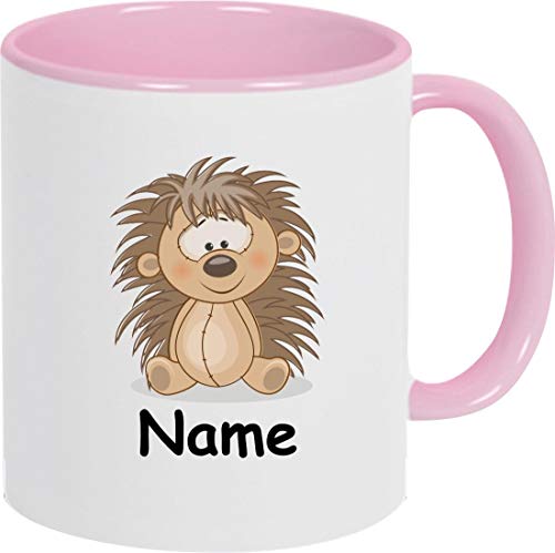 ShirtInStyle Kindertasse, Teetasse, Tasse, Igel mit Wunschnamen, Wunschtext, Spruch, Kinder, Tiere, Natur, Kaffeetasse, Pott, Becher, Farbe rosa von ShirtInStyle