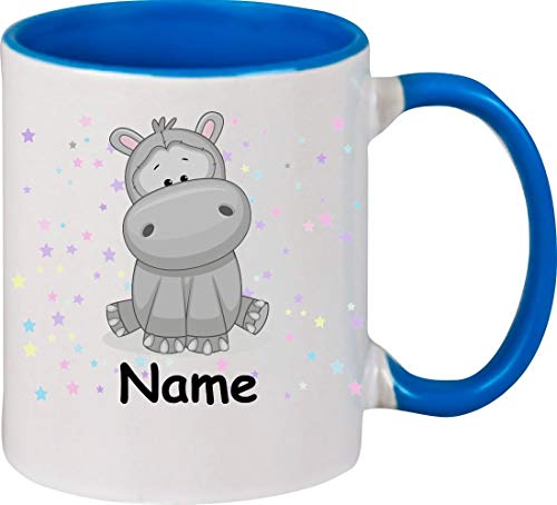 ShirtInStyle Kindertasse, Teetasse, Tasse, Nilpferd mit Wunschnamen, Wunschtext, Spruch, Kinder, Tiere, Natur, Kaffeetasse, Pott, Becher, Farbe royal von ShirtInStyle