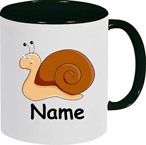 ShirtInStyle Kindertasse, Teetasse, Tasse, Schnecke mit Wunschnamen, Wunschtext, Spruch, Kinder, Tiere, Natur, Kaffeetasse, Pott, Becher, Farbe schwarz von ShirtInStyle