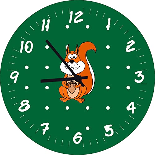 Shirtinstyle Kinderzimmeruhr mit Tiermotiv Eichhörnchen Geschenk Uhr Kinder Handmade Wanduhr Wunschtext Name, 29cm, Farbe Dunkelgreen Shirtinstyle Kinderzimmeruhr mit Tiermotiv Eichhörnchen Geschenk Uhr Kinder Handmade Wanduhr Wunschtext Name, 29cm, Farbe Dunkelgreen von Shirtinstyle