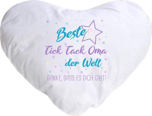 ShirtInStyle Kissen, Beste Tick Tack Oma der Welt, Danke, DASS es Dich gibt! Kuschelkissen Sofa Kissen, Herzform von ShirtInStyle