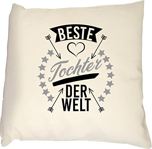 ShirtInStyle Kissen, Beste Tochter der Welt, Danke das es Dich gibt! Kuschelkissen Sofa Kissen, Farbe Natur, Größe 40x40cm von ShirtInStyle