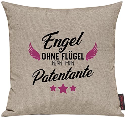 ShirtInStyle Kissen Sofakissen Motiv Typo Kuschelidee Engel ohne Flügel nennt Man Patentante, Familie Verwandschaft, Liebe, Freude, Dankbarkeit, Kissen, Sofa, Farbe Taupe von ShirtInStyle