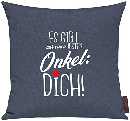 ShirtInStyle Kissen Sofakissen Motiv Typo Kuschelidee Es gibt nur einen besten Onkel Dich!, Familie Verwandschaft, Liebe, Freude, Dankbarkeit, Kissen, Sofa, Farbe blau von ShirtInStyle