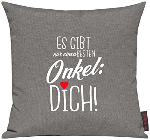 ShirtInStyle Kissen Sofakissen Motiv Typo Kuschelidee Es gibt nur einen besten Onkel Dich!, Familie Verwandschaft, Liebe, Freude, Dankbarkeit, Kissen, Sofa, Farbe grau von ShirtInStyle