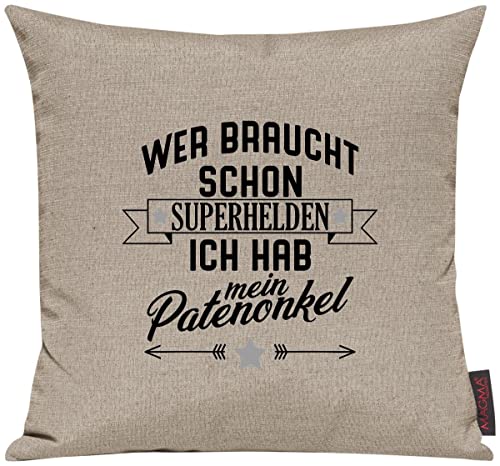 Shirtinstyle Kissen Sofakissen Wer braucht Schon Superhelden ich hab Mein Patenonkel, Familie Verwandschaft, Kissen, Sofa, Größe 40 x 40cm, Farbe Taupe Shirtinstyle Kissen Sofakissen Wer braucht Schon Superhelden ich hab Mein Patenonkel, Familie Verwandschaft, Kissen, Sofa, Größe 40 x 40cm, Farbe Taupe von Shirtinstyle