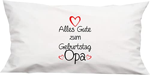 ShirtInStyle Kuschelkissen Alles Gute zum Geburtstag Opa, Geschenk Kissen Kuscheln, Kopfkissen Dekokissen mit Füllung, Größe 40X80cm, Farbe weiß von ShirtInStyle