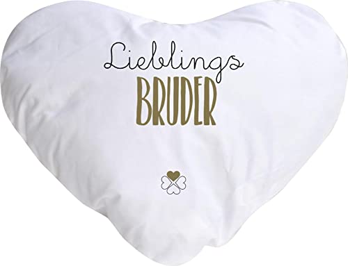 ShirtInStyle Kuschelkissen Lieblingsmensch Lieblings Bruder, Geschenk Kissen Kuscheln, Kopfkissen Dekokissen mit Füllung, Form Herz Größe 40X44cm, Farbe weiß von ShirtInStyle