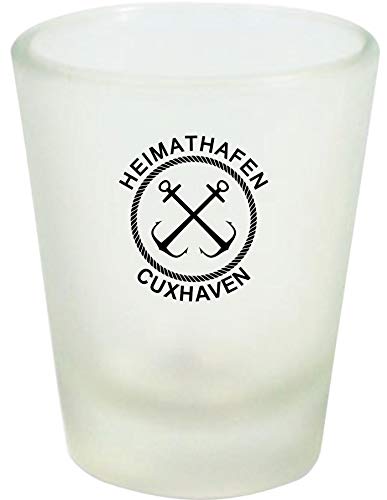 ShirtInStyle Schnapsglas Glas, Heimathafen Cuxhaven Anker. Urlaub Heimat Familie Zu Hause Freunde Spruch, Weiß von ShirtInStyle